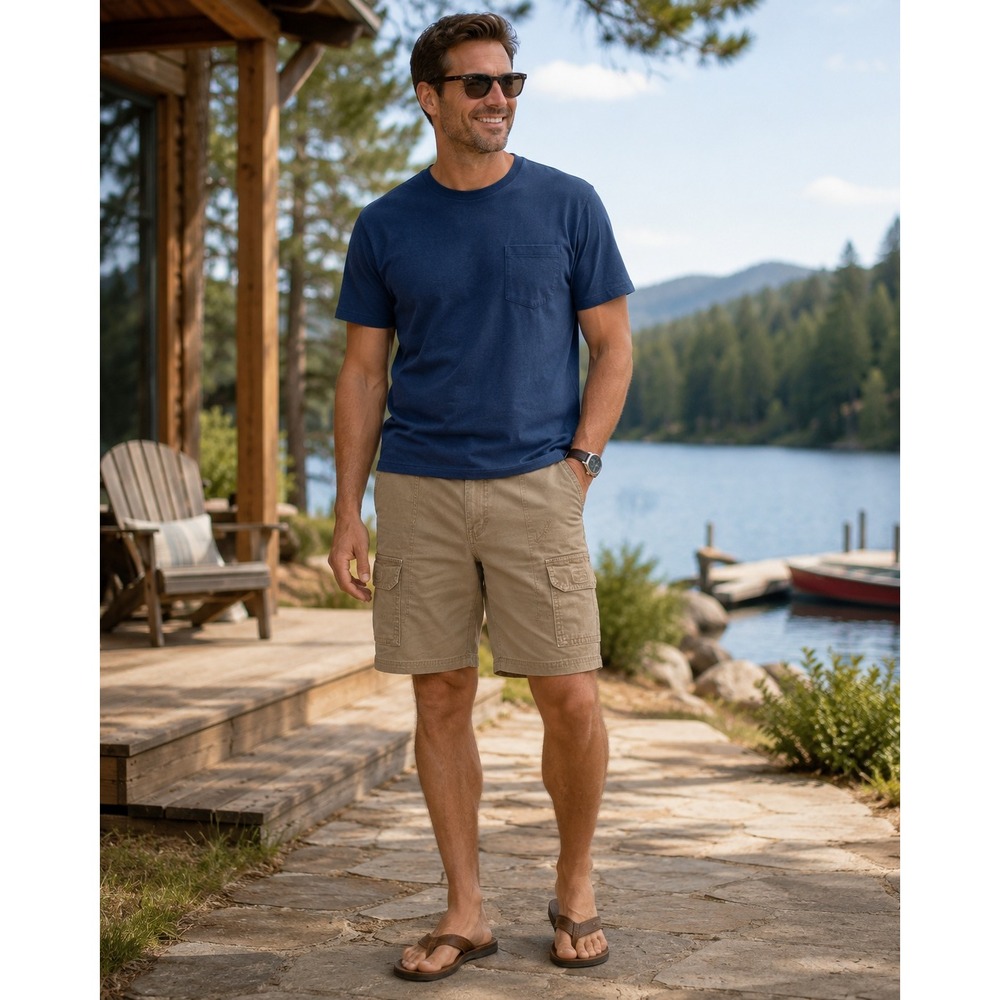 Cabelas 7-Pocket Hiker Shorts Mens 40 Brown Canvas Cotton Cargo Utility Outdoors